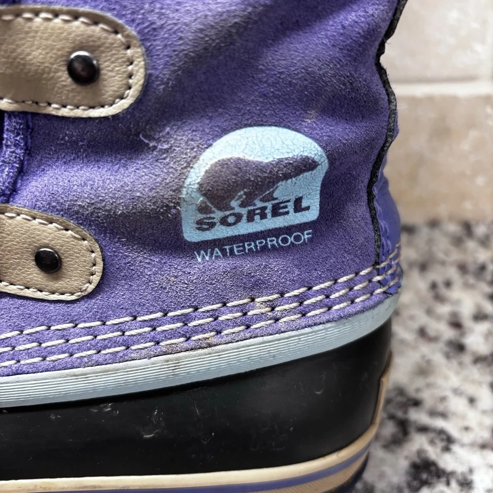 Sorel Joan Of‎ Artic Purple Suede Snow Boots Girls Sz1